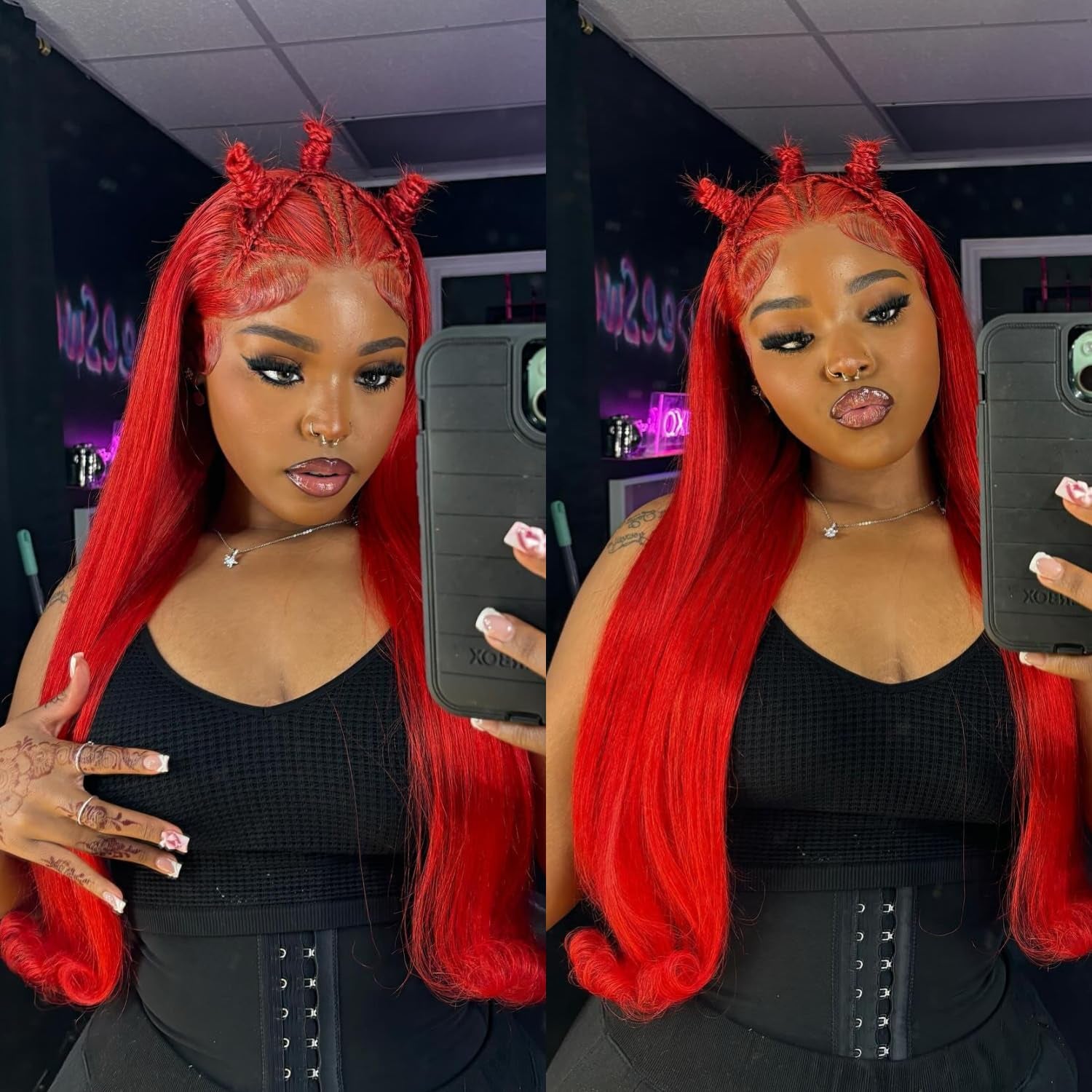 Hot Red Lace Front Wig Human Hair 180% Density 13X4 HD Lace Straight Colored Human Hair Wigs for Women Virgin Brazilian Hair 20 Inches